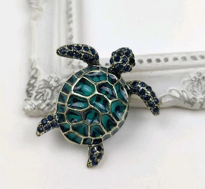 Pequeño Broche Tortuga Colgante Océano Criatura Pin Verde Tortuga Joyería Regalo Foto 1 de 4