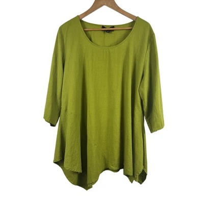 Top túnica Jones NY mezcla de lino 1X verde asimétrico look por capas fluido artístico Foto 1 de 4