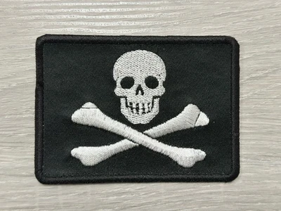 PIRATE FLAG PATCH JOLLY ROGER Skull Crossbones BLACK  Iron On Patch - Image 1 of 2