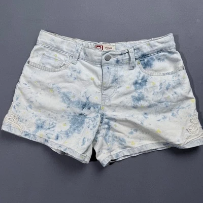Pantalones Cortos Lei Chelsea Tie Dye Denim Azul Amarillo Envejecido Festival de Verano Talla 14 Foto 1 de 3