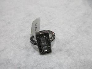 Park Lane Cocktail Statement Ring schwarz Gr. 8 Baquette Design schwarzes Band - Bild 1 von 2