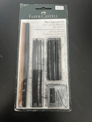New Faber Castell Pitt Compressed & Natural Charcoal Set with Kneaded Eraser - Image 1 of 4