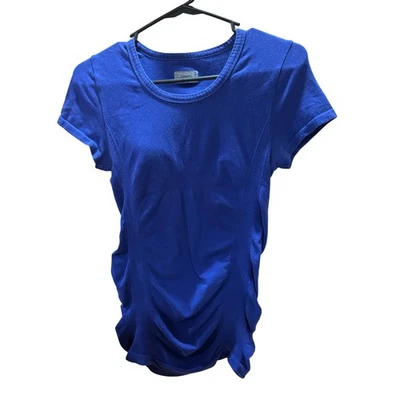 Camiseta deportiva Athleta azul real acanalada lateral manga corta para mujer talla S Foto 1 de 4