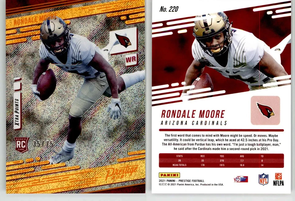 Rondale Moore 2021 Prestige Xtra Points Orange /75 Purdue Cardinals Vikings RC - Image 1 of 1