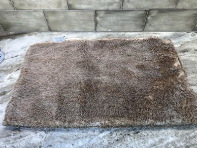 Restoration Hardware Faux Fur Lumbar Pillow Cover 22x14 Brown Furry Luxury - Image 1 of 4