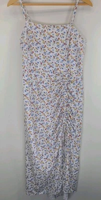 Vestido sin mangas Hollister floral ceñido frontal grande forrado amarillo azul usado en excelente estado  Foto 1 de 4