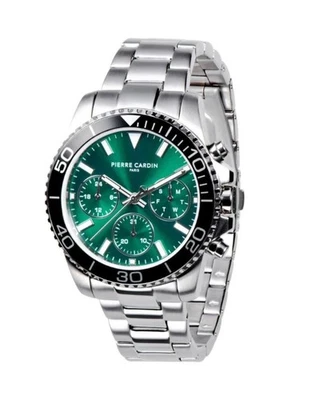 PIERRE CARDIN Hombre Analógico Cuarzo Informal Reloj Clásico Vestido Esfera Verde Impermeable Foto 1 de 3
