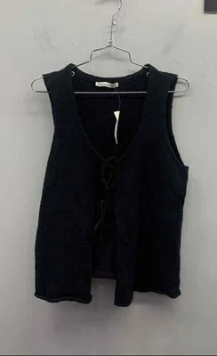 Abercrombie & Fitch Negro Nuevo con Etiquetas Acogedor Boucle Suéter Con Cordones Chaleco Para Mujer M Foto 1 de 4