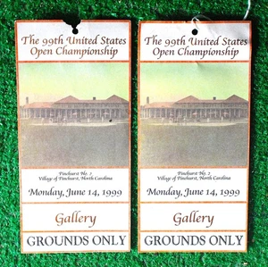 1999 US Open Golf Championship Grounds Tickets (2) Pinehurtst No 2 NC - Picture 1 of 1