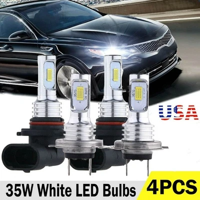 9005 H7 LED Headlight Bulbs Hi/Lo Beam Combo Kit For Kia Optima Forte 2017-2018 — 第 1/4 张图片