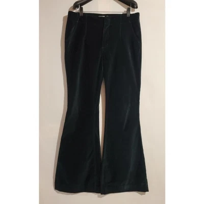 Pantalones acampanados Free People Oxanna Jewel verde elástico terciopelo para mujer talla 30 boho Foto 1 de 4