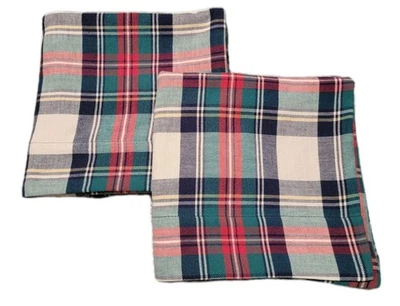 Juego de 2 fundas de almohada de franela a cuadros roja, verde, blanca y azul 20 X 38 King Foto 1 de 4