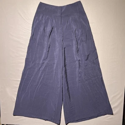 Anthropologie Pants Womens 10 Blue Wide Leg Pleated Culottes Lined Zip Fly - Image 1 of 4