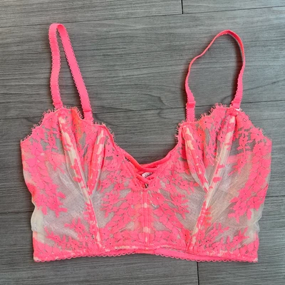 Sujetador Victoria’s Secret Dream Angels sin forro largo deshuesado coral transparente talla L Foto 1 de 4