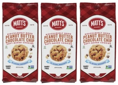 3 galletas con chispas de chocolate y mantequilla de maní Matt's Bakery suaves horneadas sin lácteos 10,5 oz Foto 1 de 3