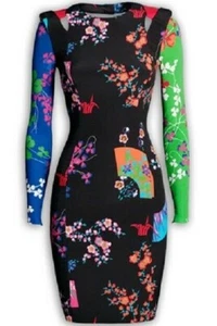 VERSACE H&M RARE SEXY SILK FLORAL BODYCON PARTY NICKI DRESS UK 8 US 4 SMALL BNWT - Picture 1 of 12