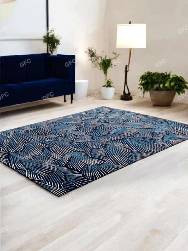 Royal Blue tufted Aesthetics rug woolen Area Rug Hand tufted Rug For Any Room. - Image 1 of 4