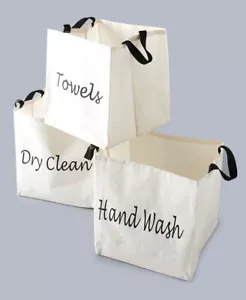 NEW Laundry Storage Bins Set of 3 Canvas Collapsible Folding Bags w/ Handles 12" - Picture 1 of 5