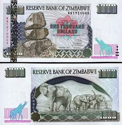 Zimbabwe 1000 Dollars 2003, UNC, P-12 - Image 1 of 3