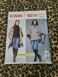 KWIK SEW Sewing Pattern K4222 MISSES PONCHO  XS-XL NEW FF Un-Cut (2387 - Picture 1 of 2