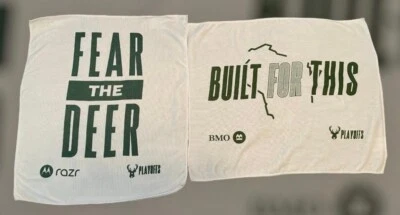 TOALLAS DE PLAYOFF MILWAUKEE BUCKS NBA ¡Fear The Deer! NUEVO 2023 y 2022 - 17" x 15" Foto 1 de 3