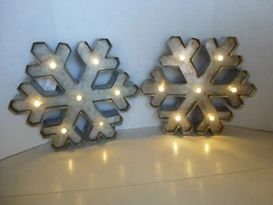 Christmas Snowflakes Decorations Battery Operated Holiday Decor Set Of 2 NWT - Picture 1 of 11