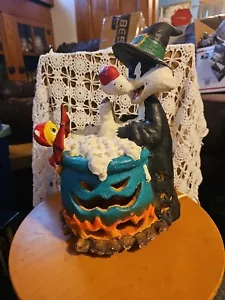 Vintage Looney Tunes Halloween Sylvester Tweety Jack-o-lantern Lamp Light - Picture 1 of 8