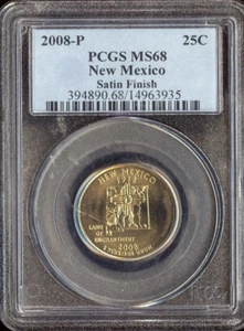 2008-P New Mexico Quarter 25c PCGS MS68 Satin - Picture 1 of 2