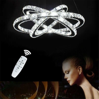 41W-63W Lampadario Cristallo LED da soffitto a sospensione 3 anelli Dimmerabile - Immagine 1 di 4