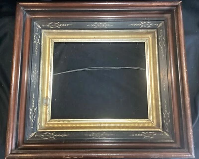Antique Victorian Eastlake Deep Well Walnut & Gilt Stencil Frame Fits 10”x12” - Image 1 of 4