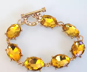 FAB DESIGNER UNSIGNED GORGEOUS YELLOW THE DEVIL WEARS BEAUTY BRACELET 8 1/2 TOG - Picture 1 of 15