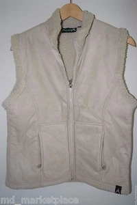 Avalache Womens Ladies Faux Shearling Fleece Zip Vest Jacket Beige Pockets S 4 6 - Picture 1 of 4