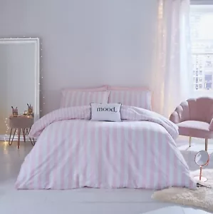 Sassy B Stripe Tease Reversible Adult Teenage Duvet Cover Bedding Set Pink/White - Picture 1 of 12