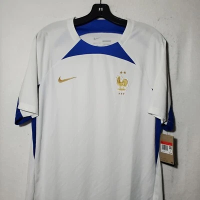 Camiseta Francia Hombres Grande Nike Dri-FIT Fútbol Fútbol Manga Corta Blanca Delgada Nueva con Etiquetas Foto 1 de 4