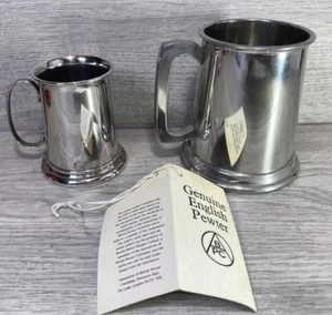 English Pewter 1/2 Pint Tankard Made in Sheffield plus smaller silver plate one - Picture 1 of 14