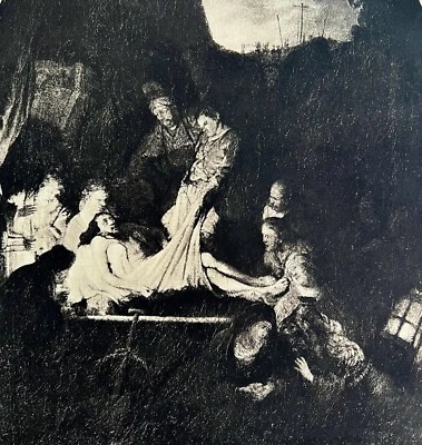 Rembrandt 1944 Entombment Of Christ Gravure Style Phaidon Jesus Print DWU10 - Image 1 of 2