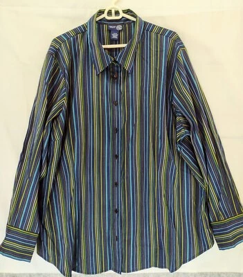 Camisa de mezclilla Venezia para hombre manga larga abotonada elástica talla 26/28 rayas azules Foto 1 de 4