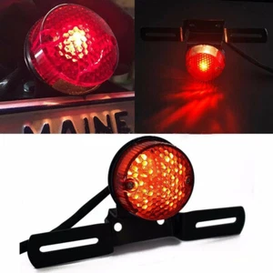 1X Motorcycle Black License Plate Mount Holder Tail Light Red Brake Light - Picture 1 of 9