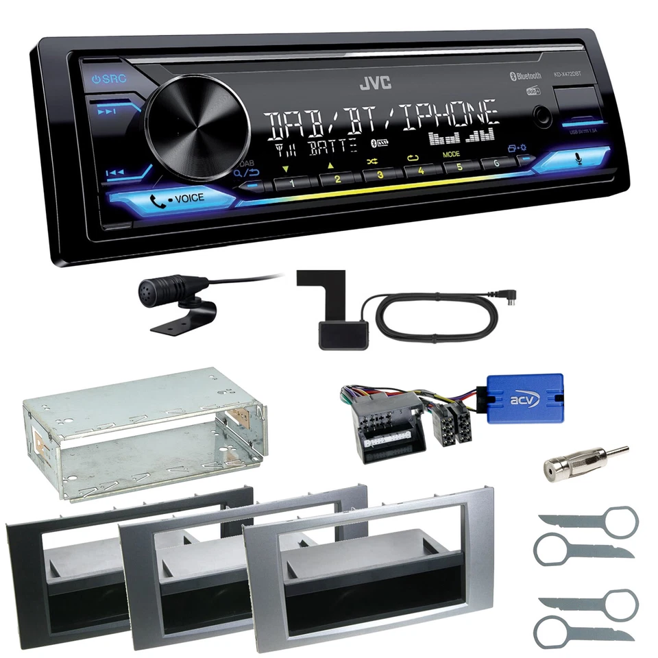 JVC KD-X472DBT DAB+ Bluetooth FLAC Einbauset für Ford Focus C-Max Fiesta Transit - Bild 1 von 1