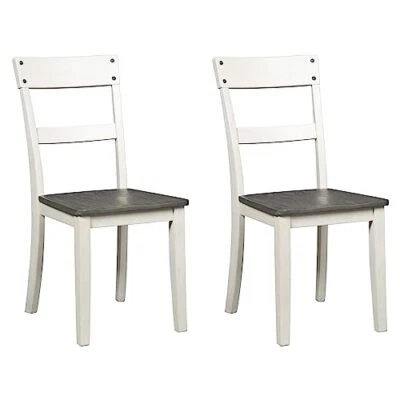  Nelling Modern Farmhouse 18" Weathered Dining Chair, Set of 2, White & Dark  - Image 1 of 4
