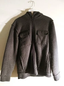 DKNY Mens Active Jacket Grey Zip Up Hooded Pockets Medium Fuzzy Cardigan Hoodie - Picture 1 of 7
