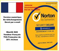 Symantec Norton Security Deluxe 5 Apparelis Abonnament d'Un An Logiciel Antivirus (Téléchargement Numérique)