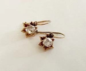 Pendientes colgantes antiguos Art Nouveau 10k Buttercup, piedras en pasta - Imagen 1 de 4