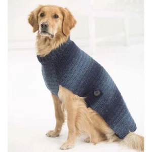 COSY CHUNKY WOOL DOG'S COAT SWEATER/JUMPER CROCHET PATTERN SIZES S, M, L, XL - Picture 1 of 1