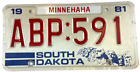 South Dakota 1981 License Plate Minnehaha Co Garage Man Cave Decor Collectors