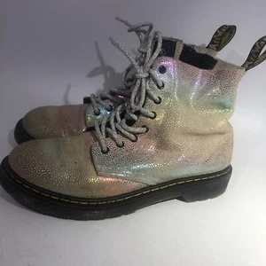 Kids Dr Martens 1460 Pascal J Rainbow Leather Metallic Boots Shoes Size 5 Combat - Picture 1 of 8