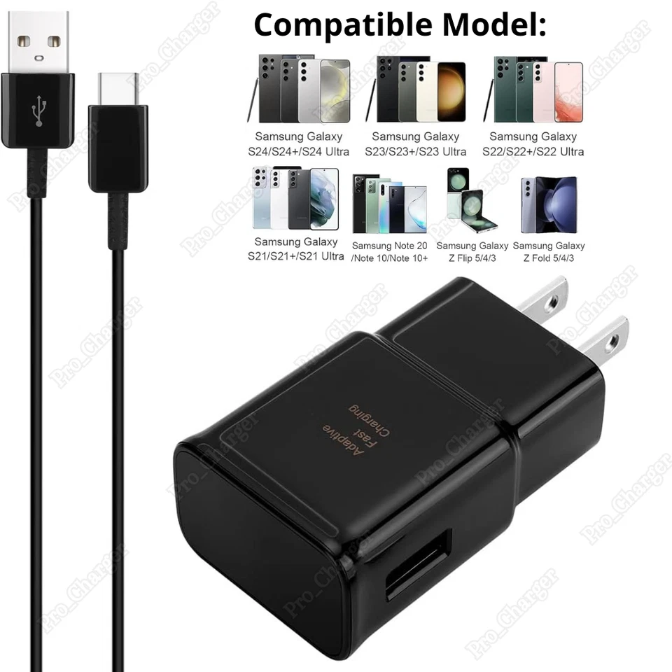 Adaptador Cargador Rápido Cable USB C para Samsung Galaxy S23 22 21 20 10 Note 10 20 Foto 1 de 4