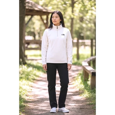 The North Face Womens TKA 100 Fleece Pullover Quarter Zip White - Image 1 of 4