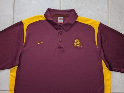 Vintage Nike Men's Large Arizona State Sun Devils FitDry Polo Golf Shirt Maroon - Image 1 of 4