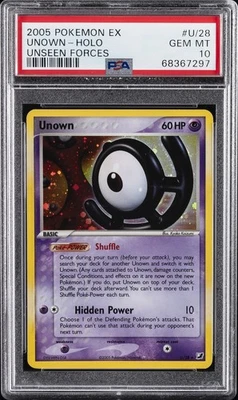 2005 POKEMON EX UNSEEN FORCES #U/28 UNOWN-HOLO PSA 10 - Image 1 of 2